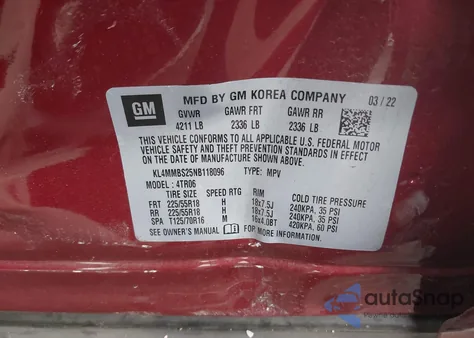 2022 Buick Encore Gx Fwd Preferred из США, поврежденный, VIN KL4MMBS25NB118096